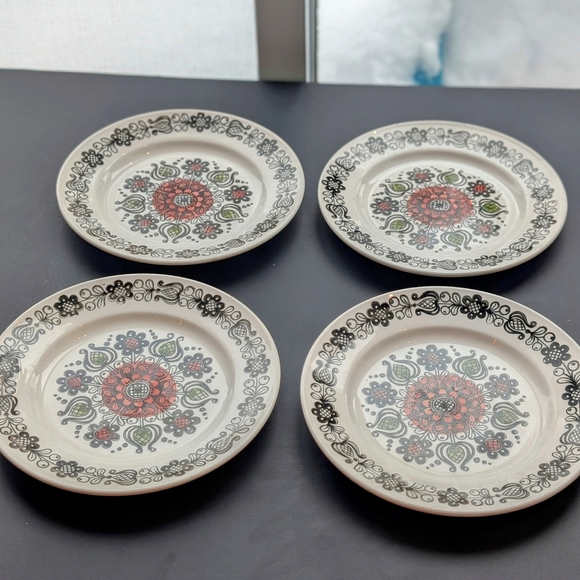 Set Of 4 Vintage MCM 1960's Kathie Winkle Design Salad/Side Plates - Picture 2 of 4